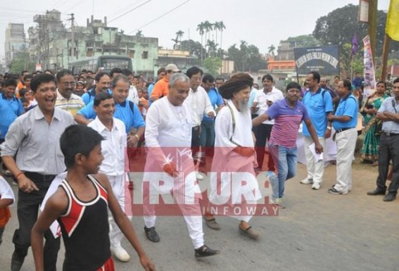 Sports minister Shahid Chowdhury flagged off the 9th ONGC Agartala marathon